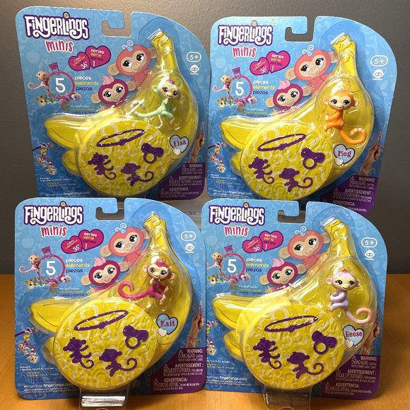 Fingerlings Minis Set of 4 Monkeys Elsa, Kait, Meg & Reese - Picture 1 of 4